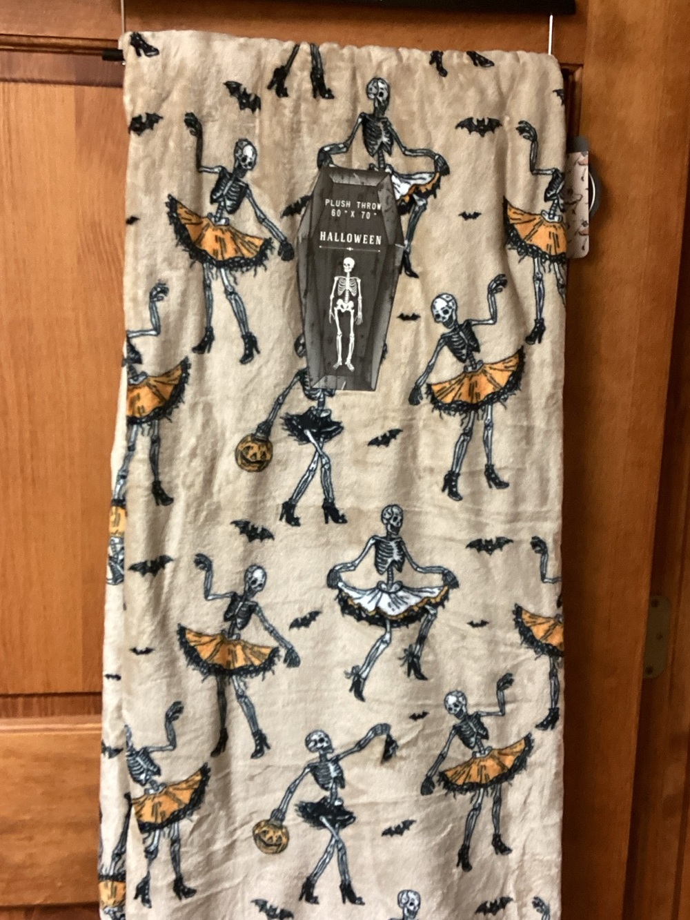 Halloween Skeleton Ballerina Throw Blanket